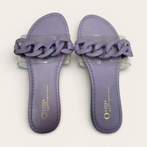 Olivia Jaguar Lavender Purple Chain Link Vinyl Sandals Size 6 1/2